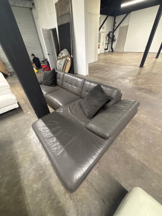 Grey Leather Nicoletti Sectional