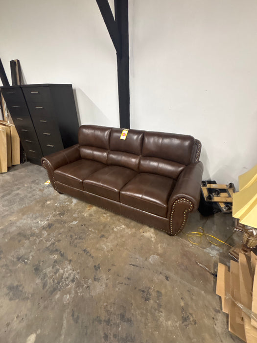 Brown leather sofa