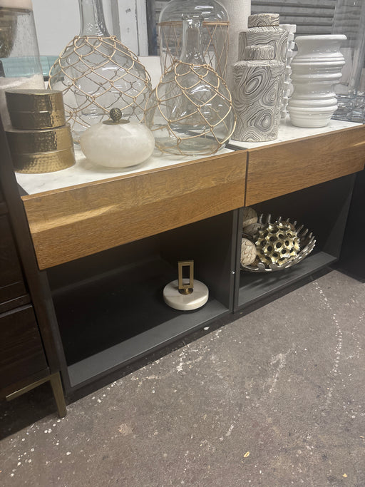 Marble and wood nightstand