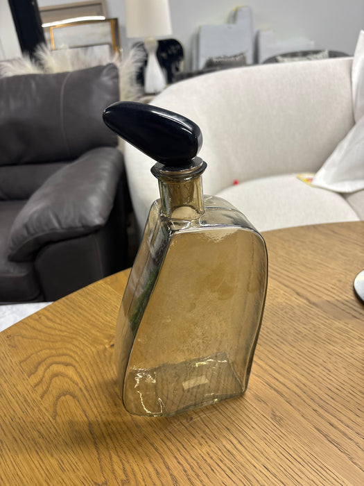 Glass Bottle with Black Cork Lid
