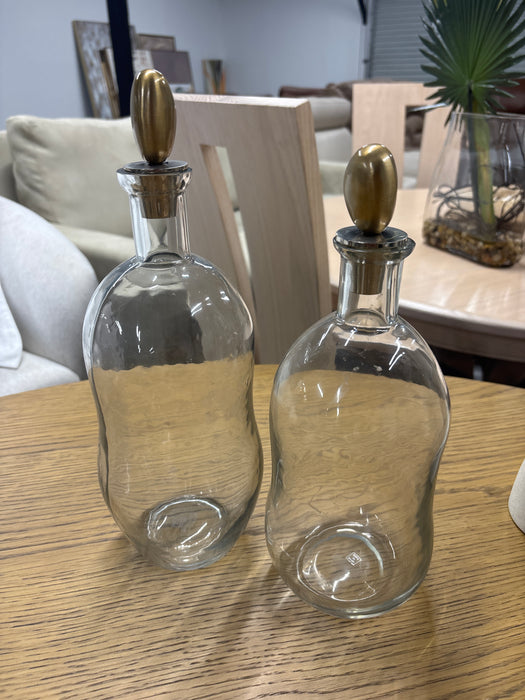 Glass Bottles with Gold Cork Lids