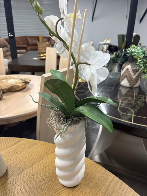White Spiral Vase Floral Arrangement