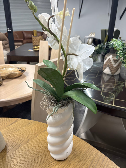White Spiral Vase Floral Arrangement