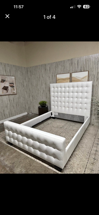 Modern White Tufted Upholstered Headboard