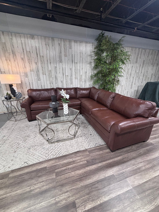 Ethan Allen Brown Leather Sectional – Classic Comfort & Style!