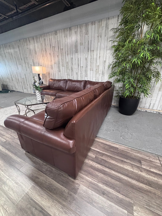 Ethan Allen Brown Leather Sectional – Classic Comfort & Style!