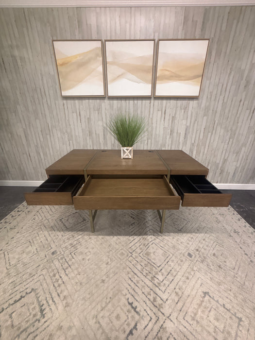 Wood and Brass Computer Desk by Birch Lane