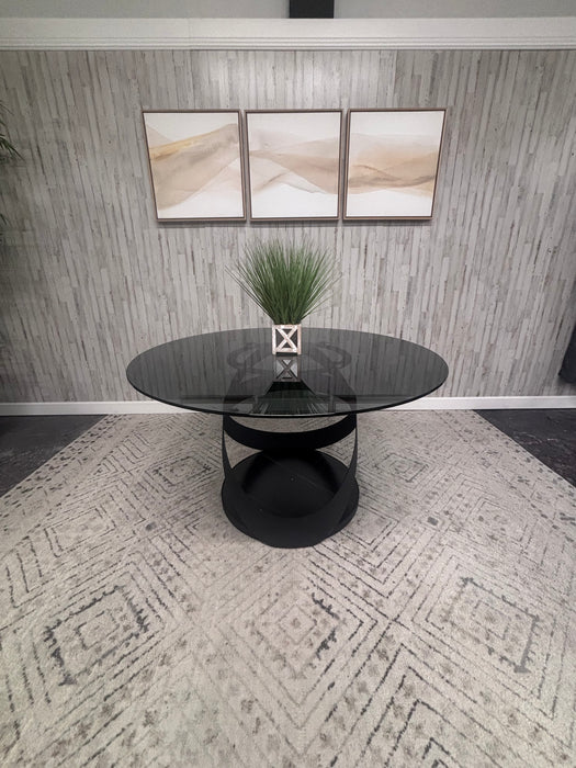 Modern Smoked Glass Round Dining Table by Provision