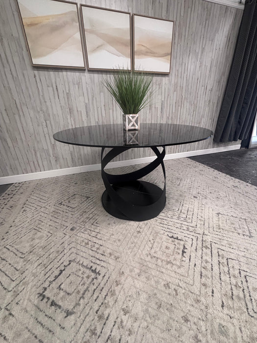 Modern Smoked Glass Round Dining Table by Provision