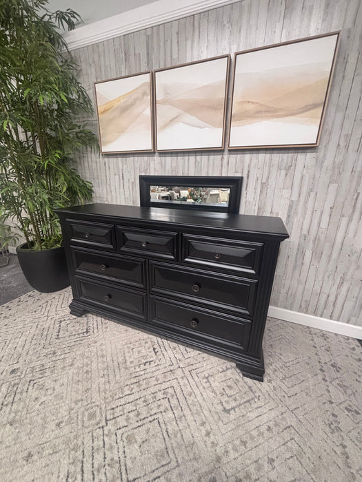 Renova Vintage Black 7-Drawer Dresser with Mirror