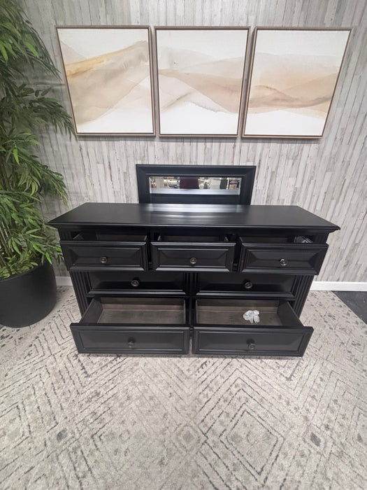 Renova Vintage Black 7-Drawer Dresser with Mirror