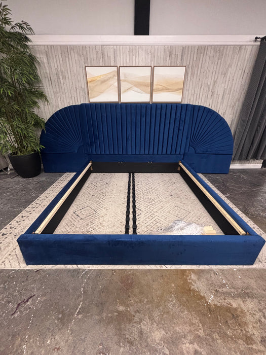 Meridian Furniture Cleo Navy Velvet King Bed Frame