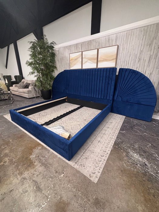 Meridian Furniture Cleo Navy Velvet King Bed Frame