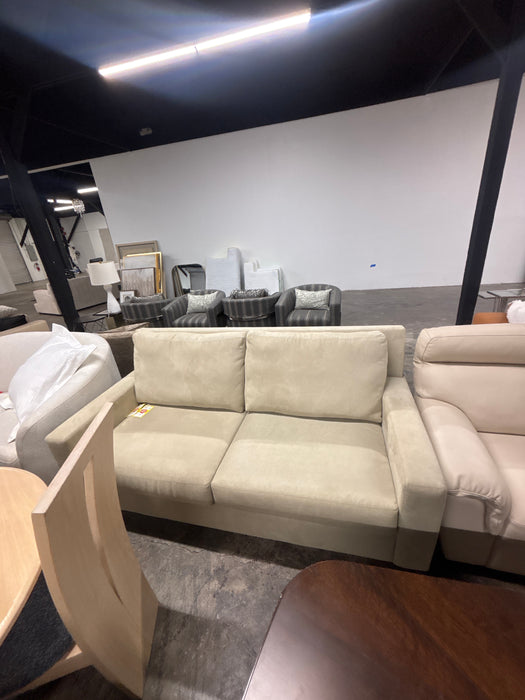 Beige American Leather Suede Loveseat