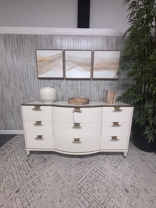 Michale Amini Beige and Gold Console Table