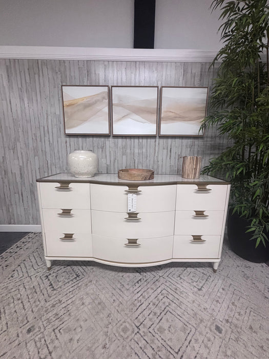 Michale Amini Beige and Gold Console Table