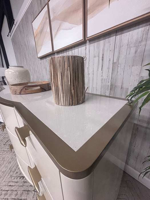 Michale Amini Beige and Gold Console Table