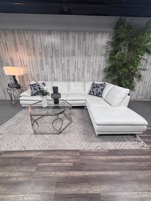 Natuzzi White Leather Sectional & Swivel Chair – Modern Italian Design!