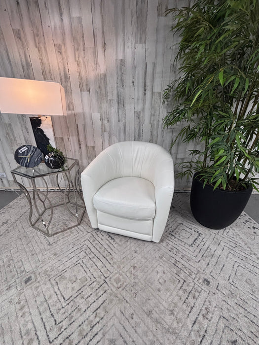 Natuzzi White Leather Sectional & Swivel Chair – Modern Italian Design!