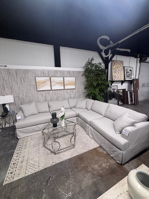 Light Gray Slipcovered Sectional – Like New!