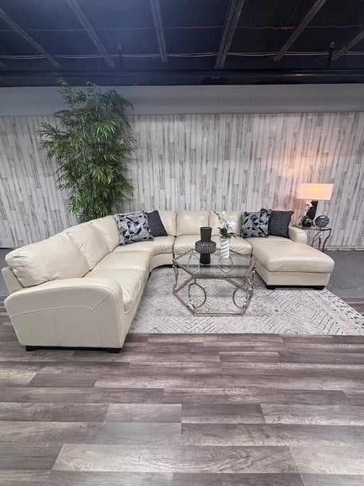 Cream Leather Sectional with Chaise – Excellent Condition!