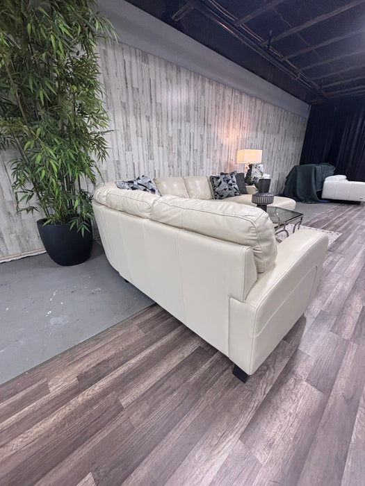 Cream Leather Sectional with Chaise – Excellent Condition!