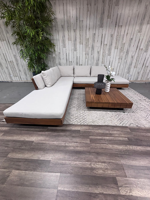 Article Lubek Outdoor Sectional & Coffee Table Set – Modern Acacia Wood Design!