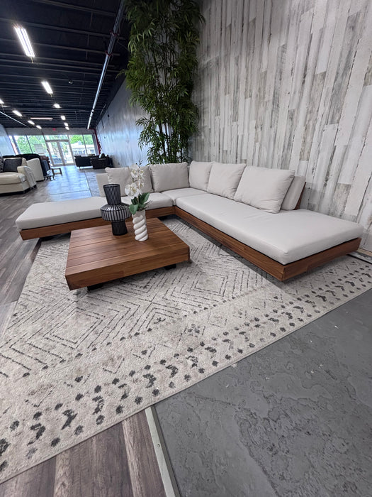 Article Lubek Outdoor Sectional & Coffee Table Set – Modern Acacia Wood Design!