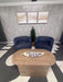 Mila Swivel Accent Chairs – Modern Blue Bouclé Fabric! Like New!