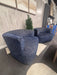 Mila Swivel Accent Chairs – Modern Blue Bouclé Fabric! Like New!