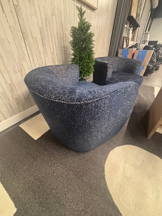 Mila Swivel Accent Chairs – Modern Blue Bouclé Fabric! Like New!