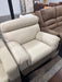 Cream Leather Chair & Ottoman