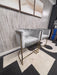 Modern Grey Velvet Counter Stool with Gold Frame – Like New!