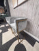 Modern Grey Velvet Counter Stool with Gold Frame – Like New!