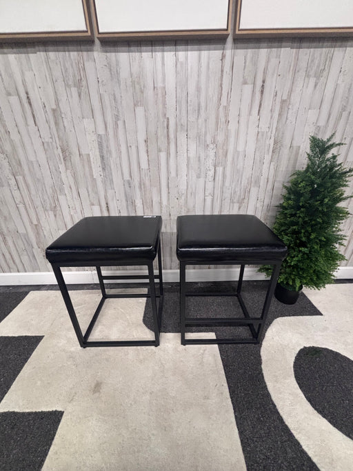 Modern Faux Leather Counter Stools with Black Metal Frame – Set of 2!