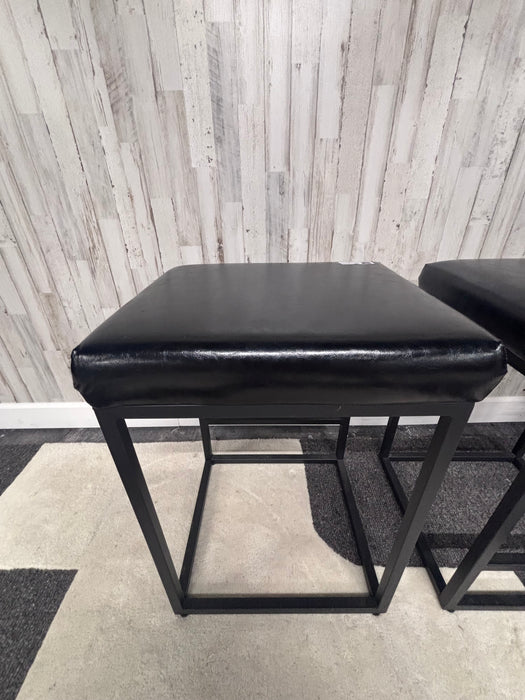 Modern Faux Leather Counter Stools with Black Metal Frame – Set of 2!