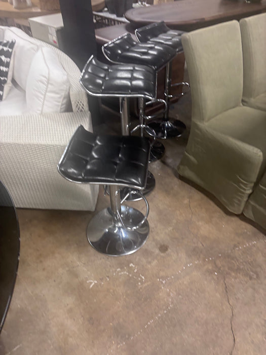 Modern Adjustable Black Faux Leather Bar Stools – Set of 4!