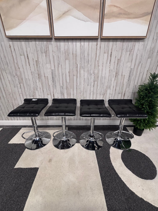 Modern Adjustable Black Faux Leather Bar Stools – Set of 4!
