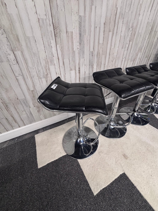 Modern Adjustable Black Faux Leather Bar Stools – Set of 4!