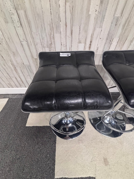 Modern Adjustable Black Faux Leather Bar Stools – Set of 4!