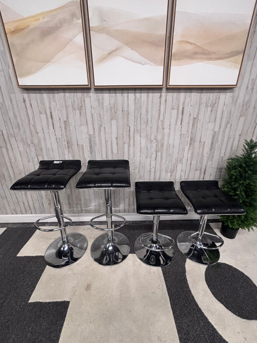 Modern Adjustable Black Faux Leather Bar Stools – Set of 4!