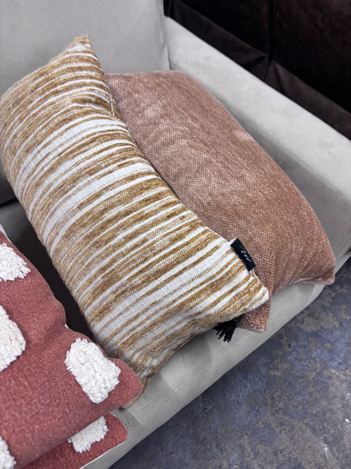 Gold & Cream Striped Lumbar Accent Pillow
