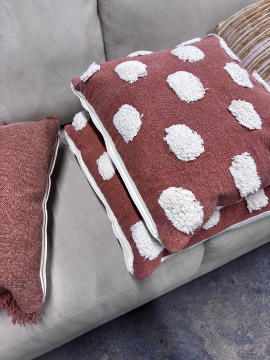 Blush Polka Dot Tufted Throw Pillows (Set of 2)