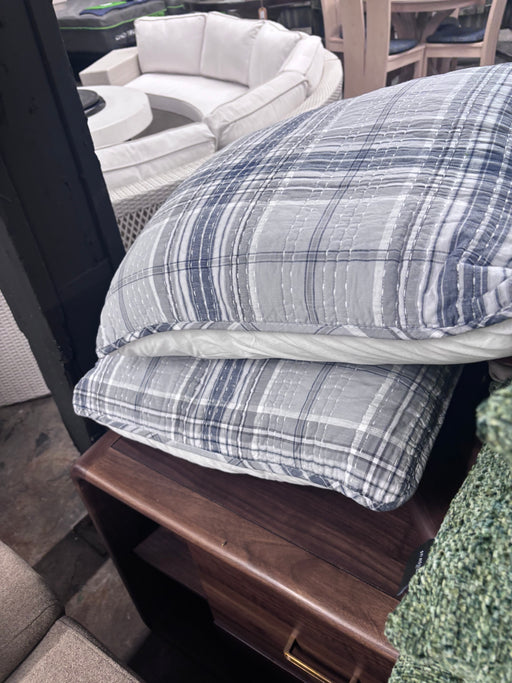 Gray & Blue Plaid Quilted Throw Pillows (Set of 2)