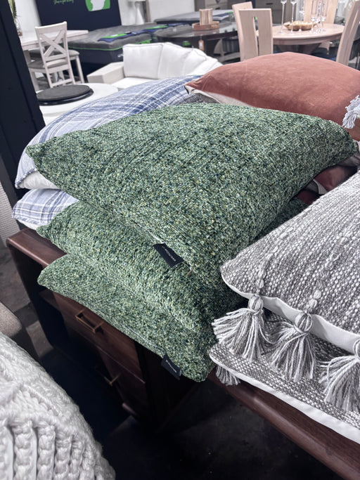 Green Textured Accent Pillows (Set of 3)