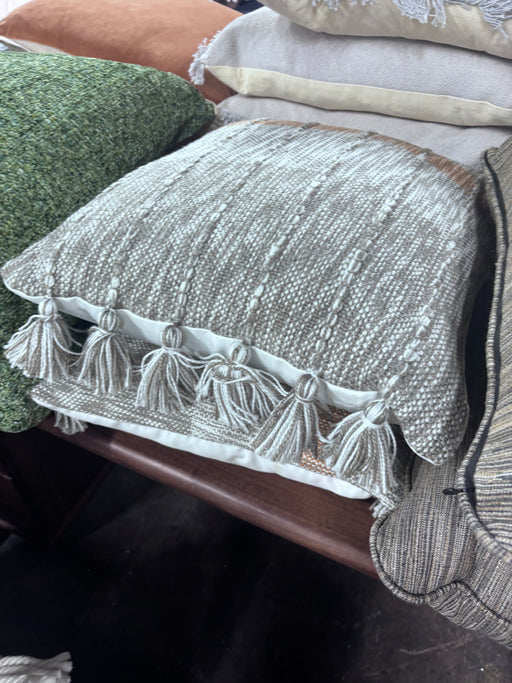 Gray Woven Tassel Accent Pillows (Set of 2)