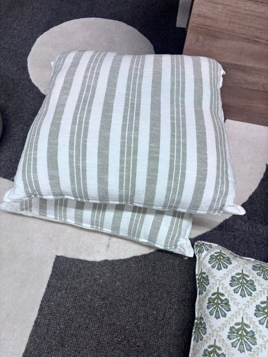 Sage & White Striped Throw Pillows (Set of 2)