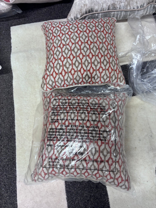 Coral & Taupe Patterned Throw Pillows (Set of 2)