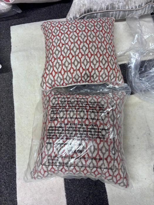 Coral & Taupe Patterned Throw Pillows (Set of 2)
