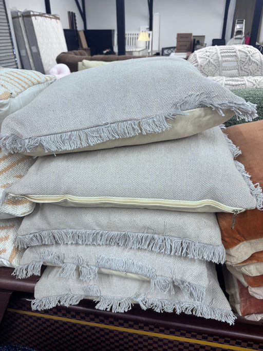 Light Gray Fringe Throw Pillows